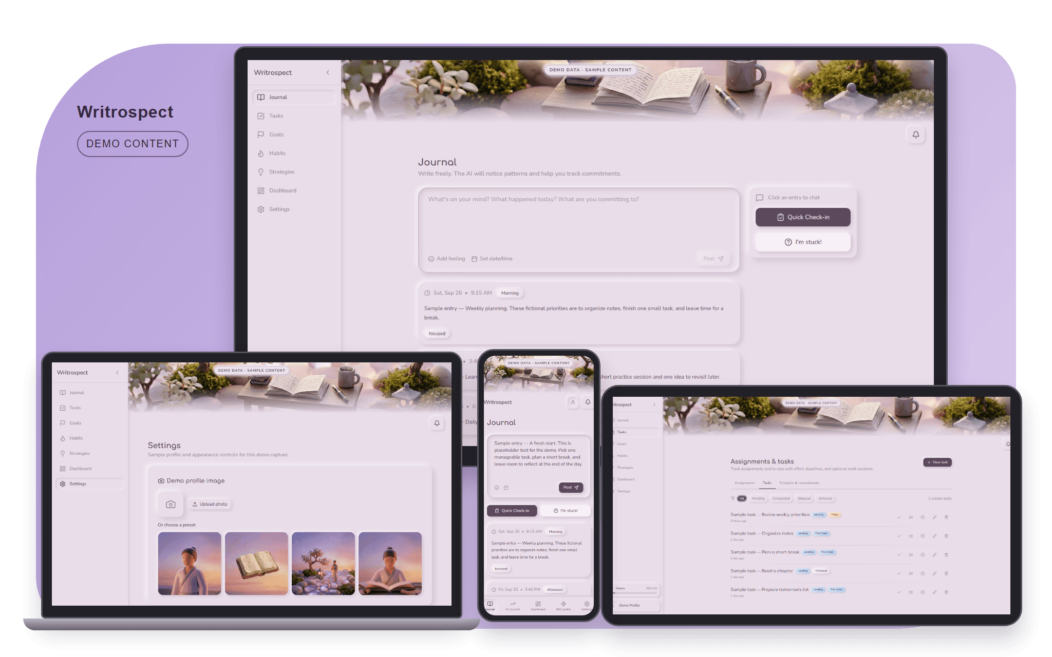 WRITROSPECT interface preview